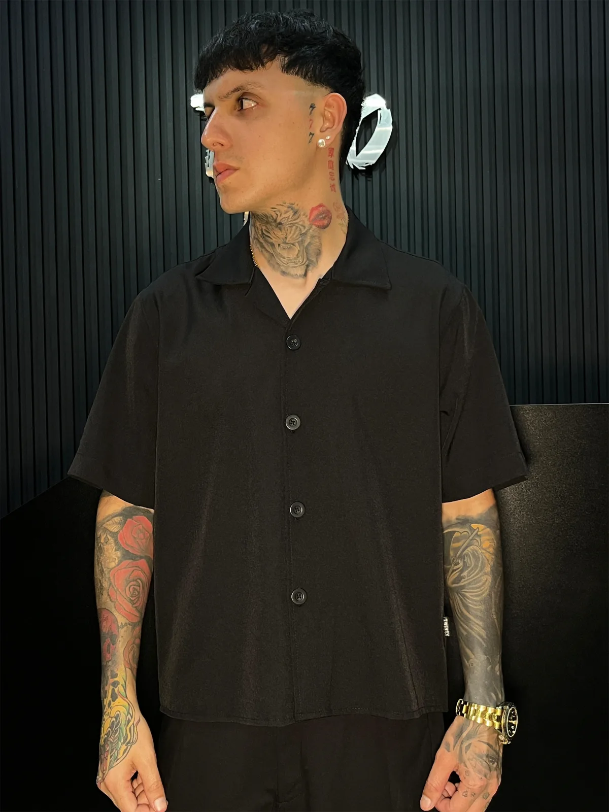 Camisa Boxi fit Lino - Negro (foto 1 de 2)